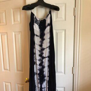 Flowy Maxi Dress in Indigo and White